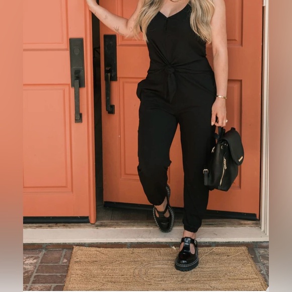 Smash + Tess x Hilary Duff Black Knit Romper | Effortless Everyday Chic Jumpsuit - Picture 5 of 7